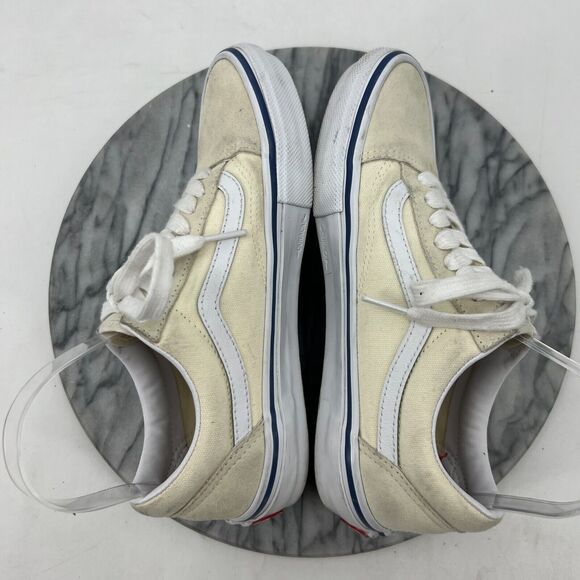 Vans Shoes Womens 8.5 Cream Suede Canvas Low Top Skate Skateboarding Sneakers - Picture 6 of 11